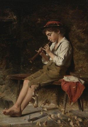 Boy playing clarinet